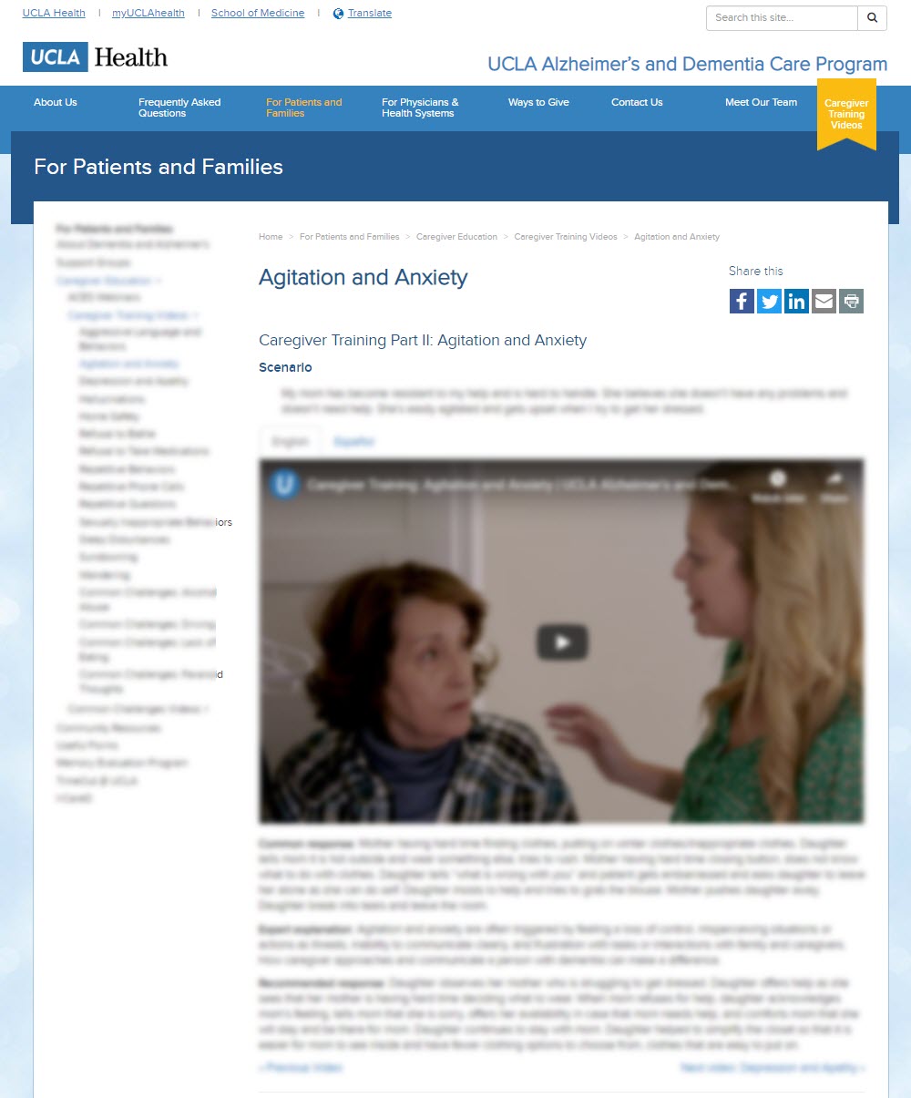 Agitation and Anxiety