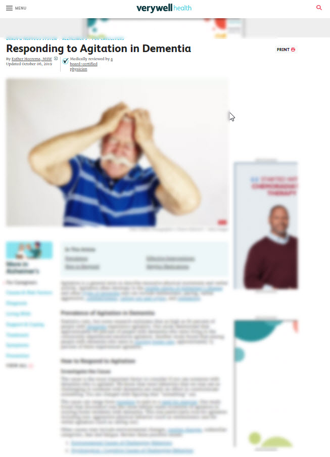 Responding to Agitation in Dementia