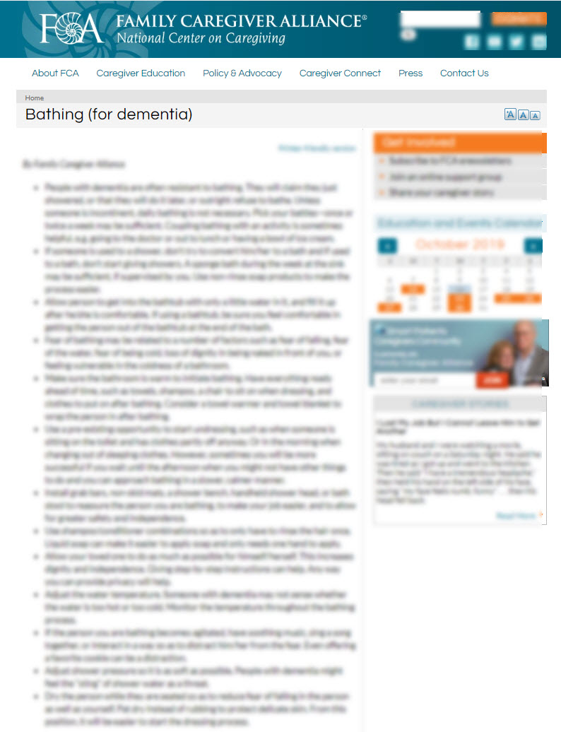 Bathing (For Dementia)