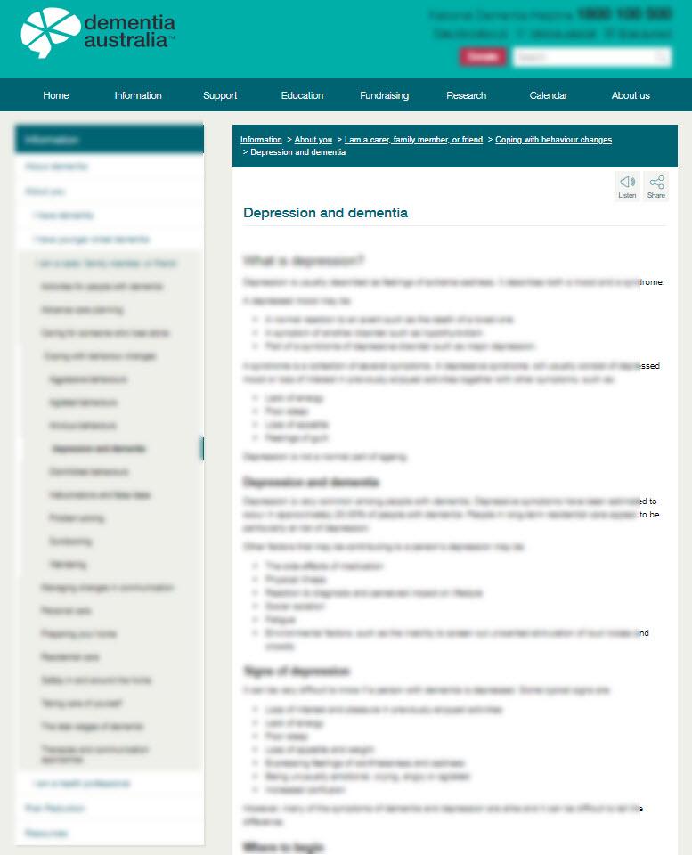 Depression and Dementia