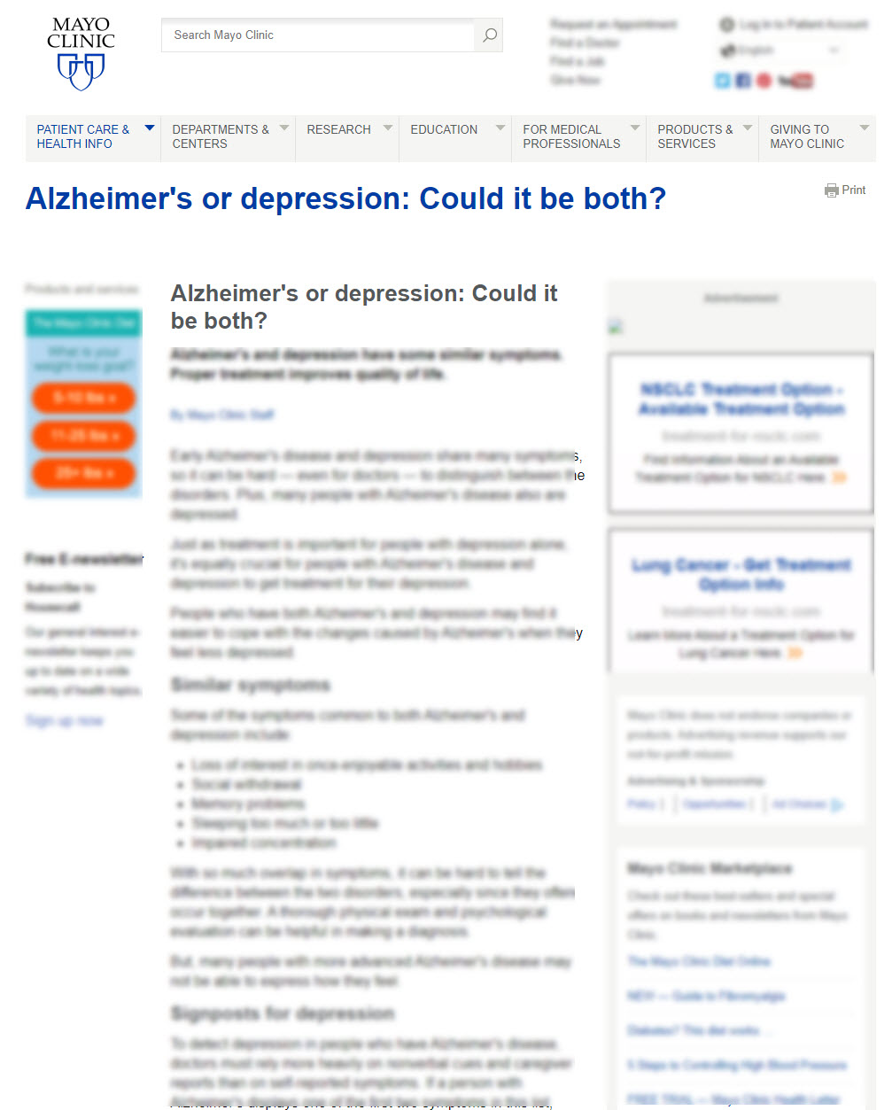 Alzheimer's or Depression: Could it be Both?