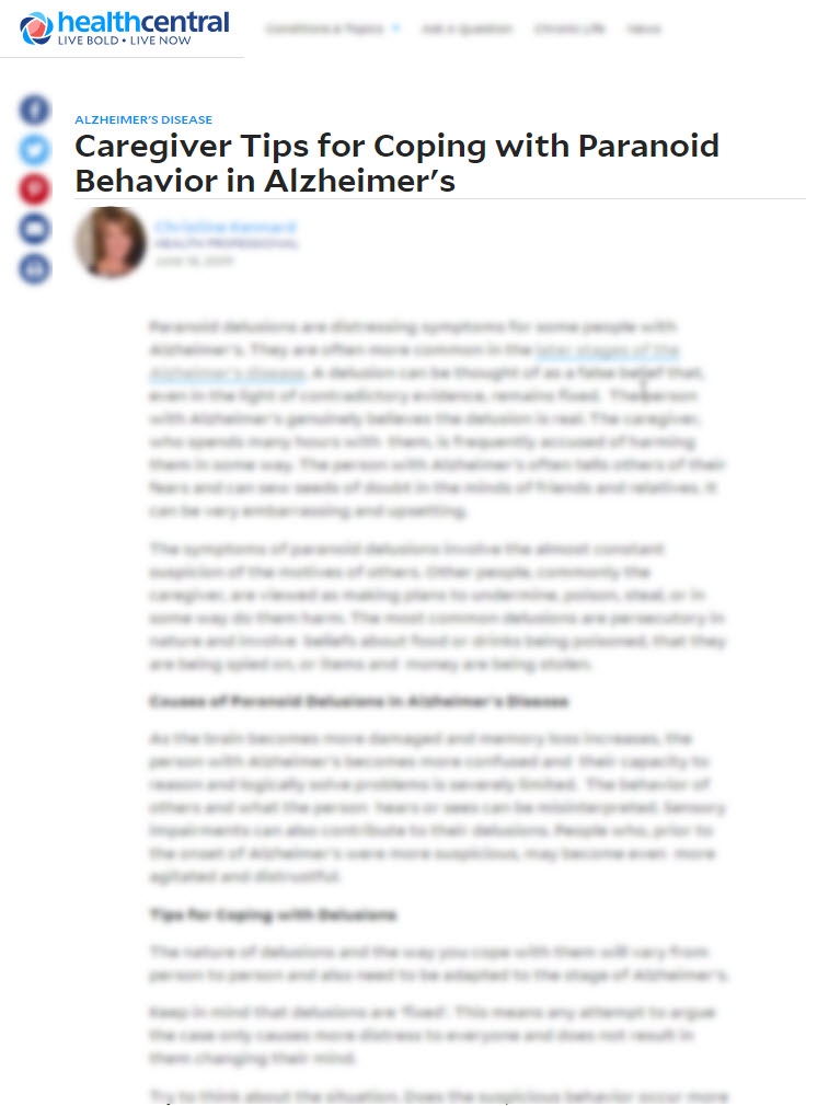 Caregiver Tips for Coping with Paranoid Behavior in Alzheimer's