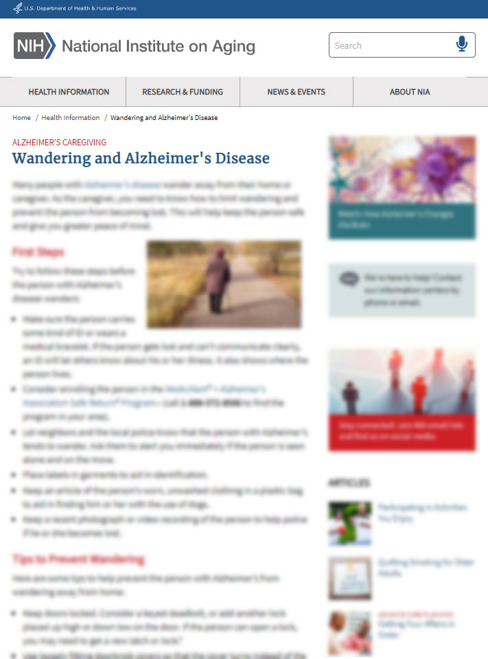 Wandering and Alzheimer's Disease