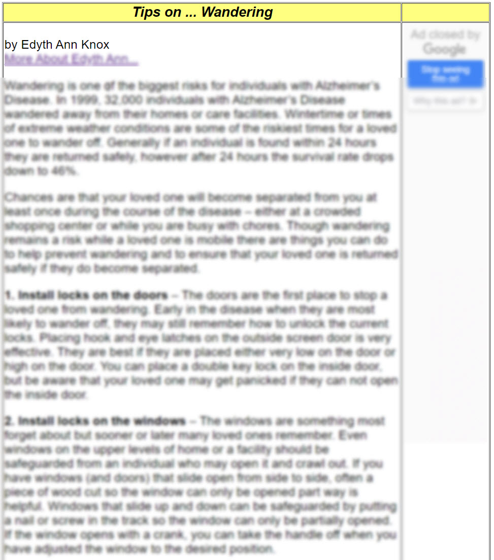 Tips on ... Wandering