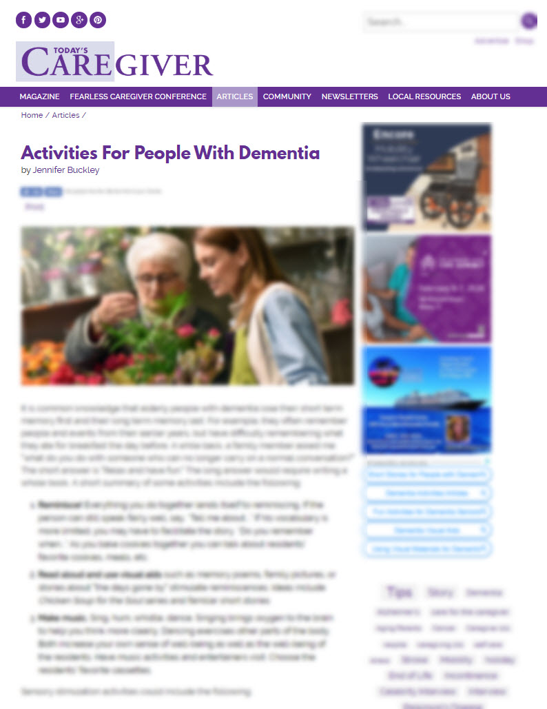 Activities For People With Dementia