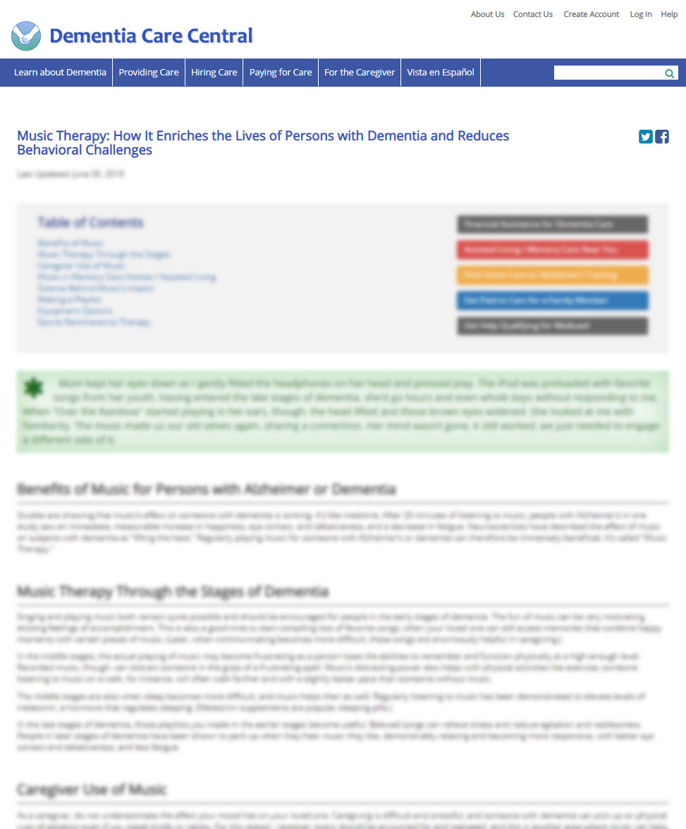 Music Therapy: How It Enriches the Lives of Persons with Dementia and Reduces Behavioral Challenges