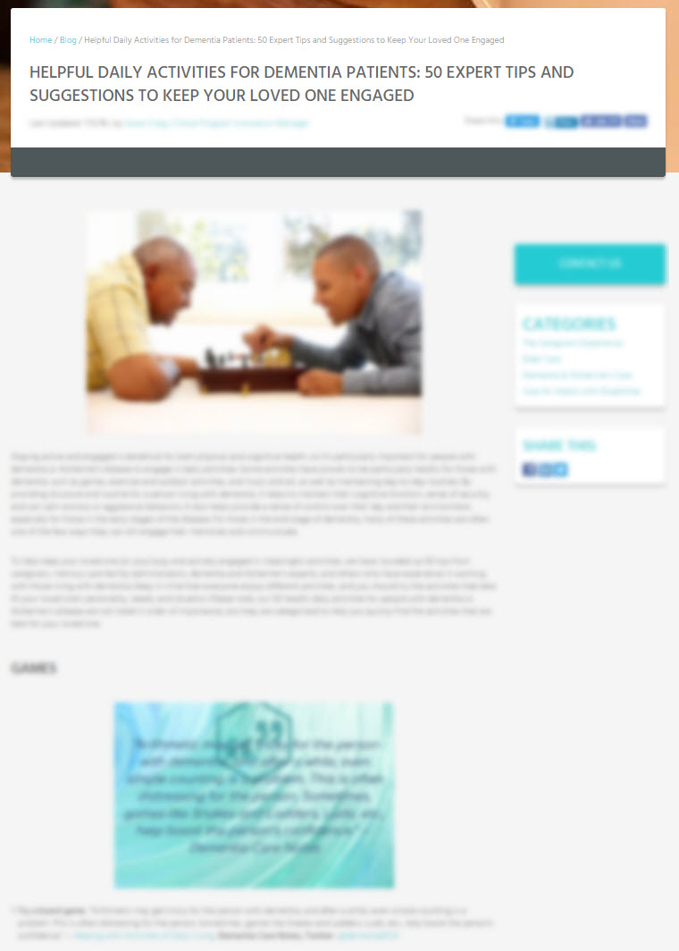 Helpful Daily Activities for Dementia Patients:  50 Expert Tips and Suggestions to Keep Your Loved One Engaged