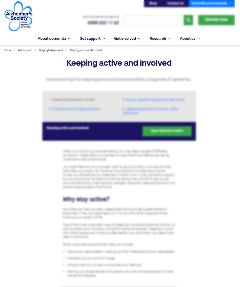 Keeping Active and Involved