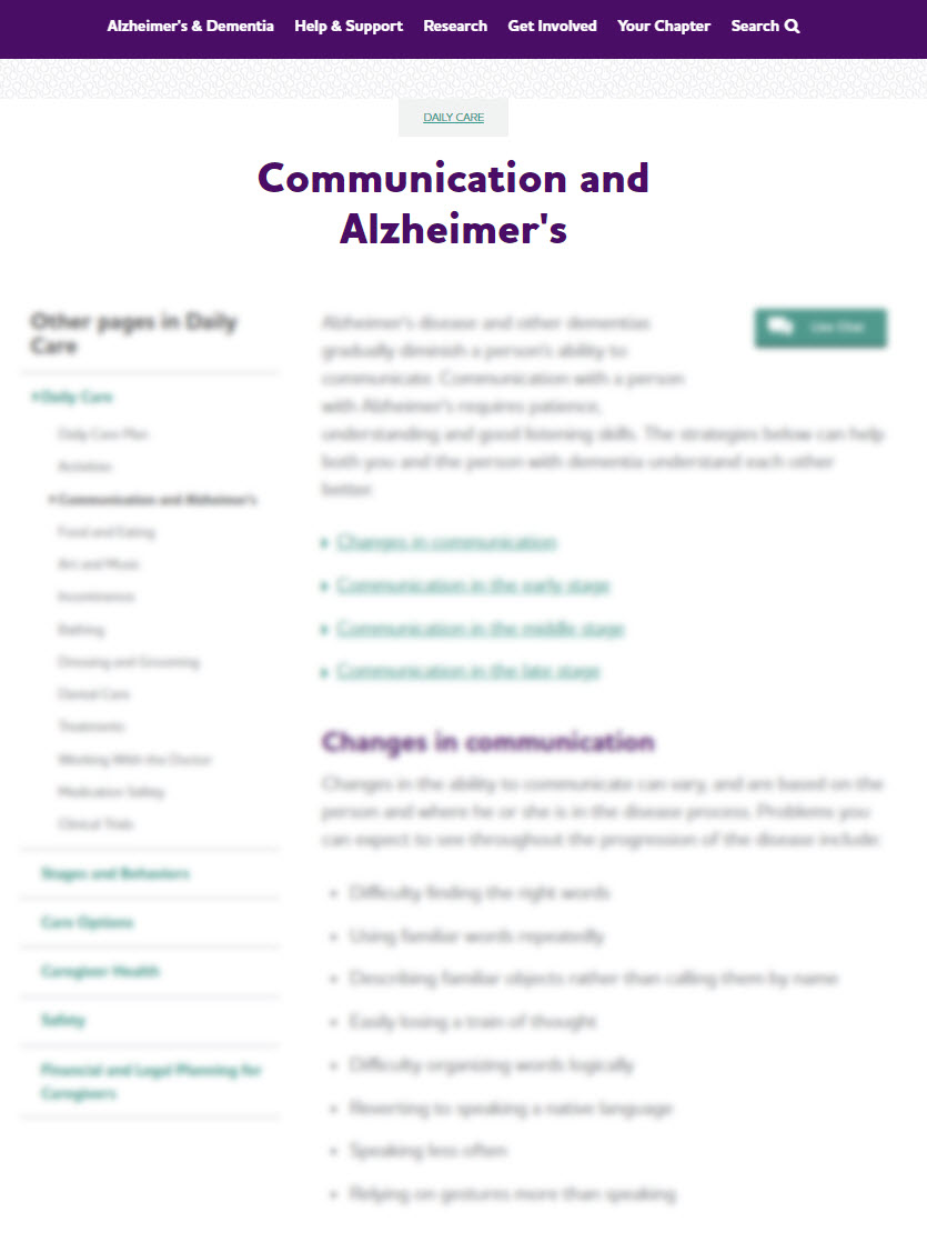 Communication and Alzheimer's