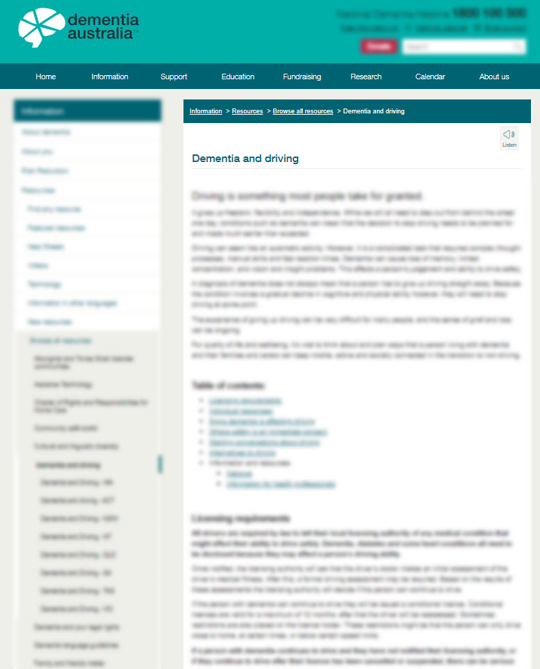 Dementia and Driving