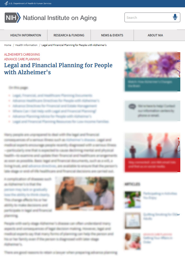 Legal and Financial Planning for People with Alzheimer's