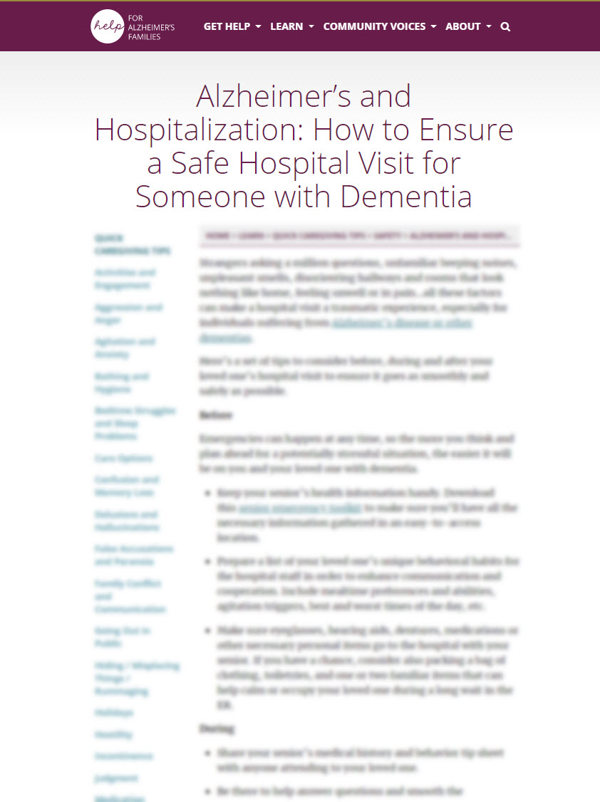 Alzheimer’s and Hospitalization: How to Ensure a Safe Hospital Visit for Someone with Dementia