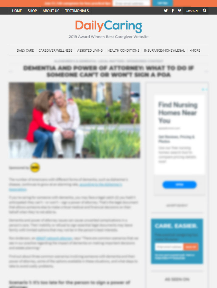 Dementia and Power of Attorney:  What To Do If Someone Can't or Won't Sign a POA