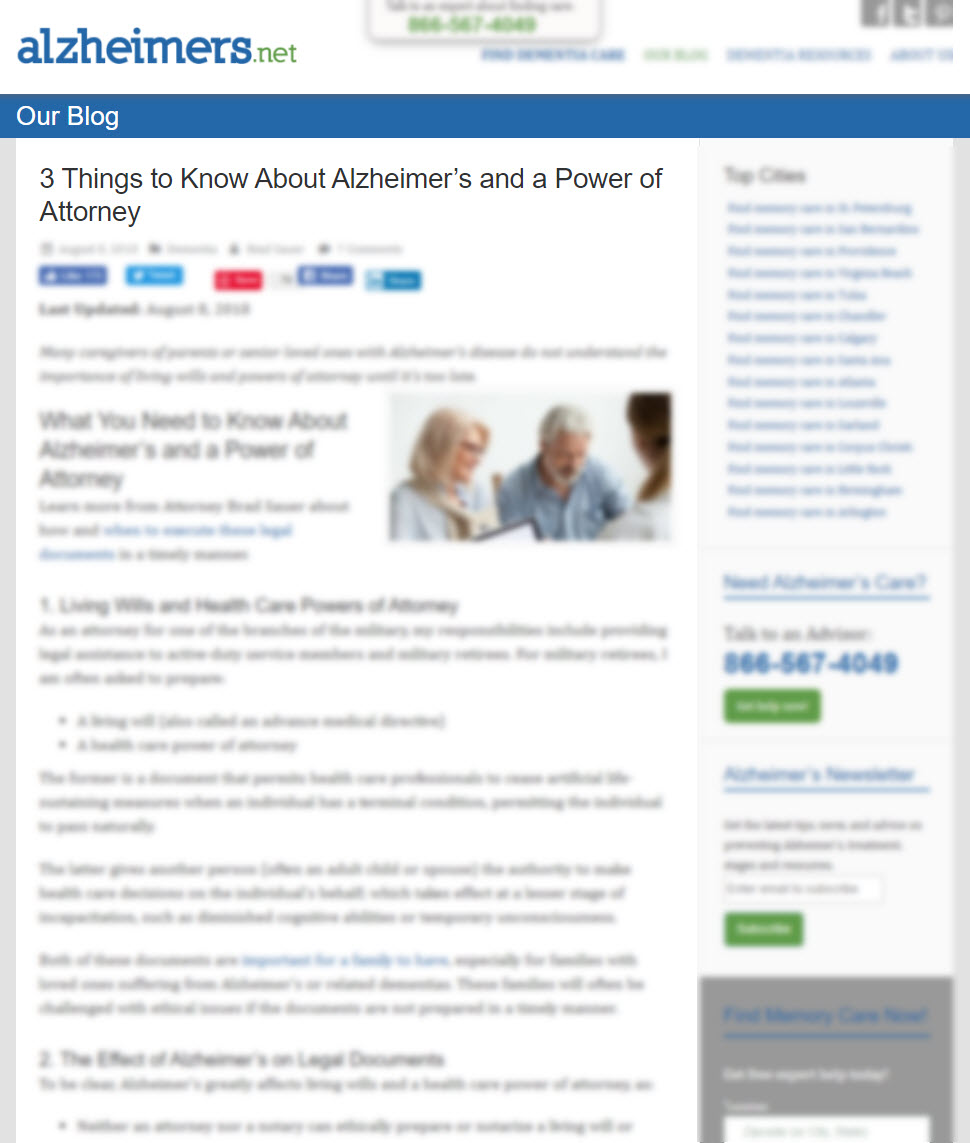 3 Things to Know About Alzheimer’s and a Power of Attorney