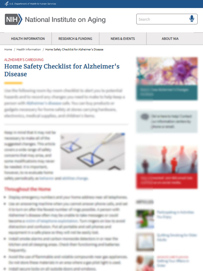 Home Safety Checklist for Alzheimer's Disease