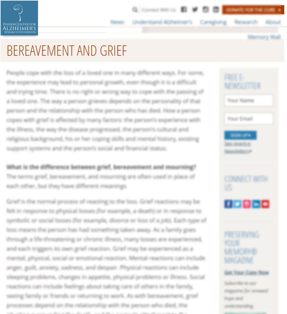 Bereavement and Grief