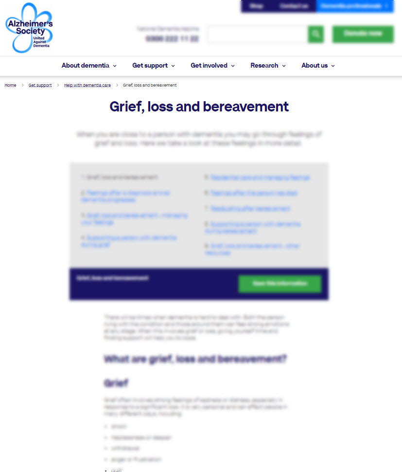 Grief, Loss and Bereavement