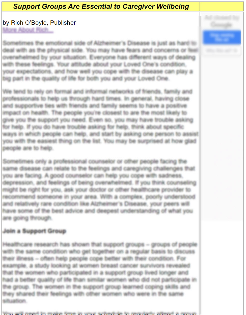 Support Groups Are Essential to Caregiver Wellbeing