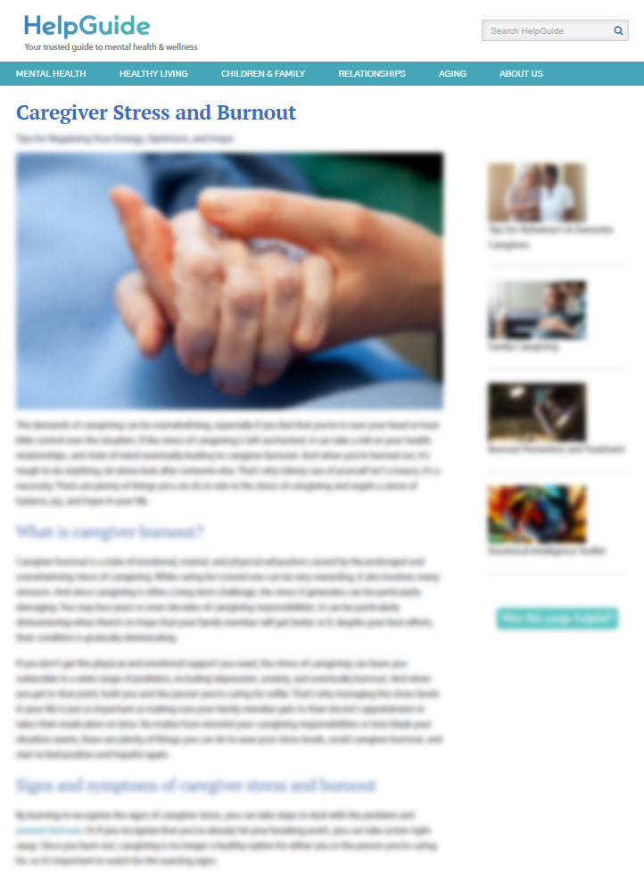 Caregiver Stress and Burnout